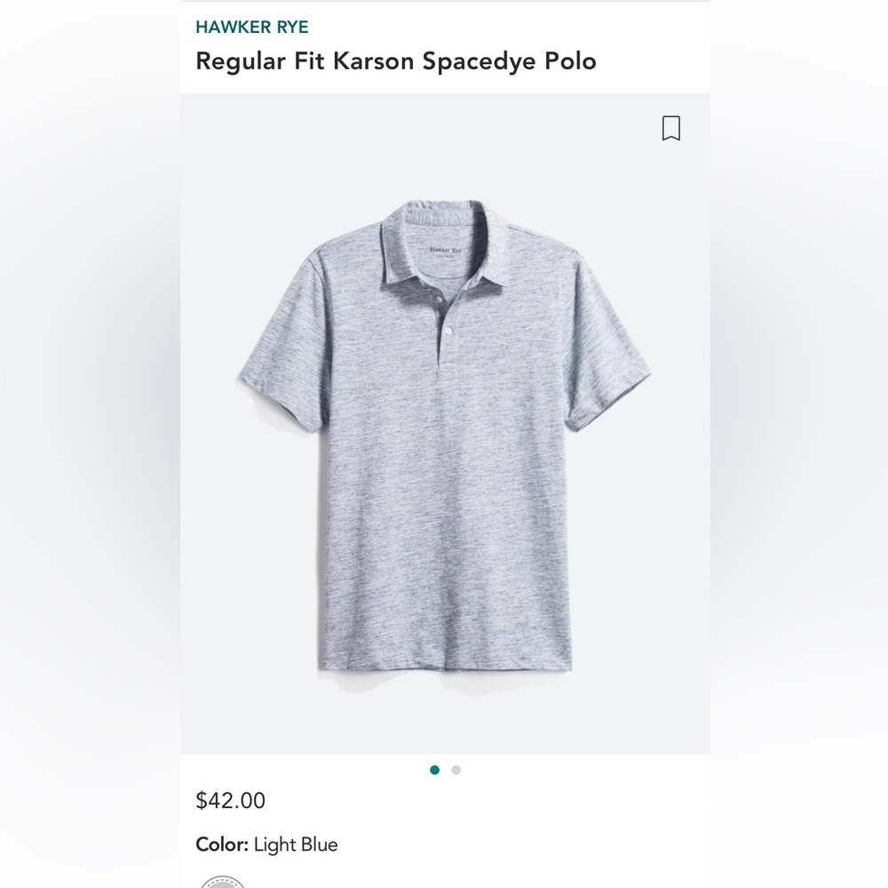 Hawker Rye Men’s Regular Fit Karsons Space Dye Polo Size Medium - Picture 4 of 4